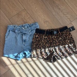 Denim and Leopard Print Shorts bundle